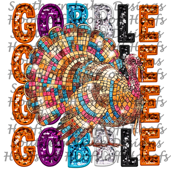 Gobble Gobble Gobble Gobble Turkey Digital Artwork