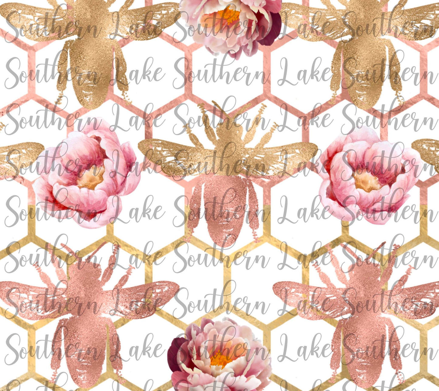 Gold/Rose Gold Bee and Flower Tumbler Wrap